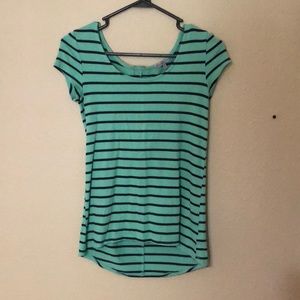 Blue and navy striped shirt